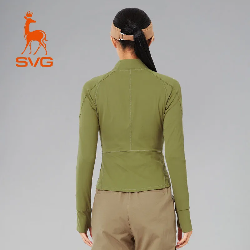 SVG Golf Women's Olive Green Full Zip Long Sleeve Jacket Slim Fit