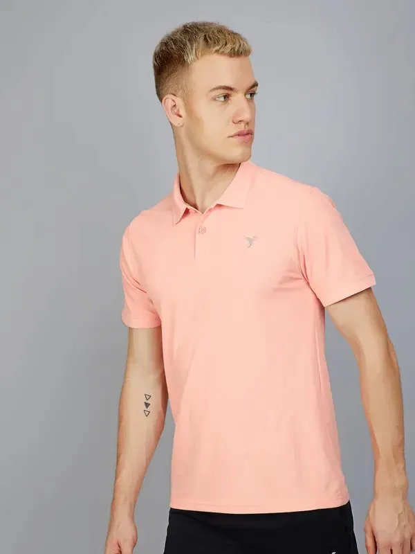 TechnoSport Polo Neck Half Sleeve Dry Fit T Shirt for Men OR-11 (Silver Pink)