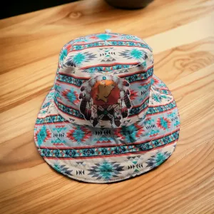 Turquoise Native design Bucket Hat