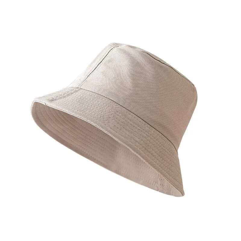 Women's Bucket Hat Unisex Summer Sunscreen Panama Hats Hip Hop Cap Cotton Solid Color Fisherman Hat Bob Outdoor Beach Caps