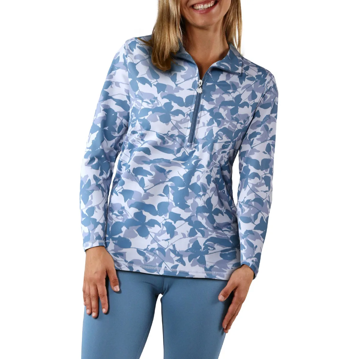 Women's Long Sleeve Half Zip Ruched Sun Shirt