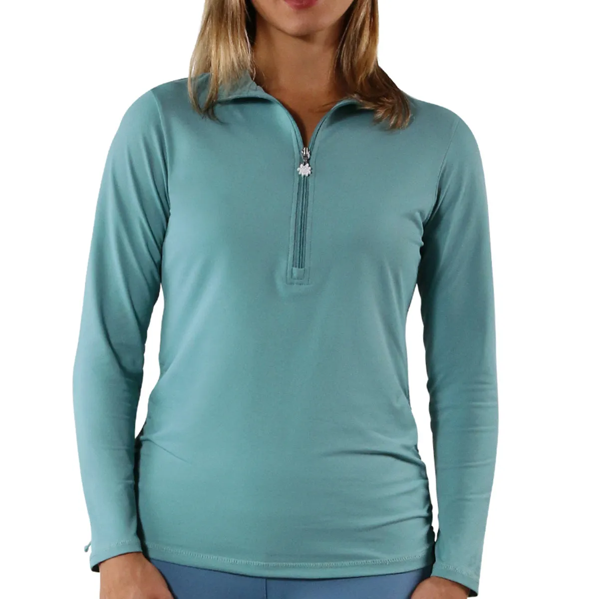 Women's Long Sleeve Half Zip Ruched Sun Shirt