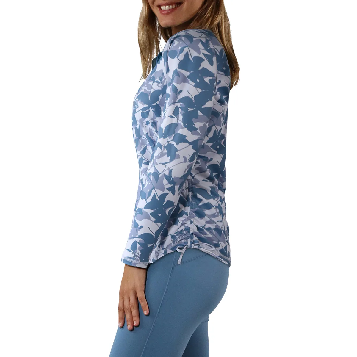 Women's Long Sleeve Half Zip Ruched Sun Shirt