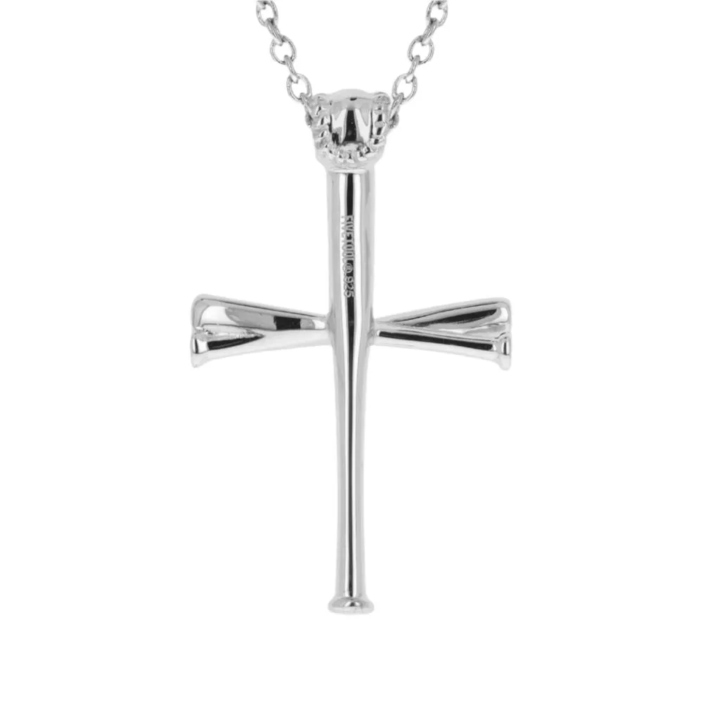 XL 2.0 Baseball Bat Cross Necklace | Sterling Silver